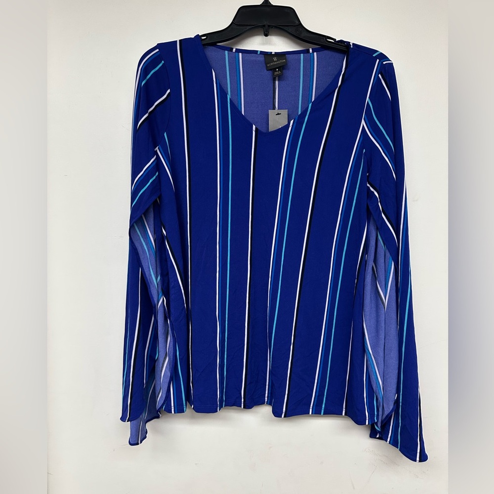 Worthington Womens Blouse in Mambo Stripe New With Tags Size Small Pre-Priced $3